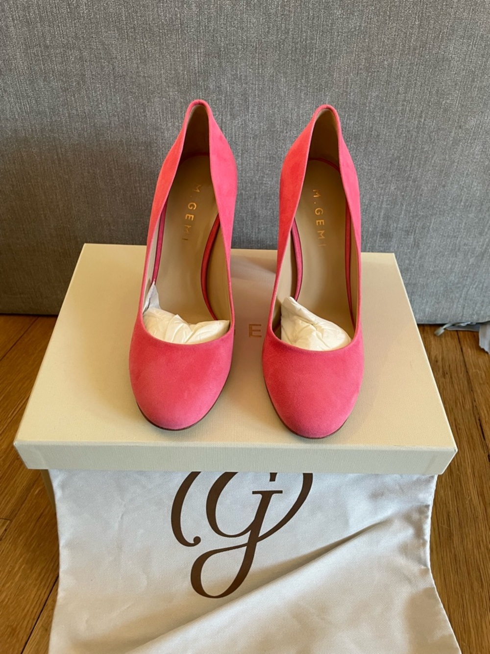 M. Gemi Hot Pink Suede Round-Toe Pumps